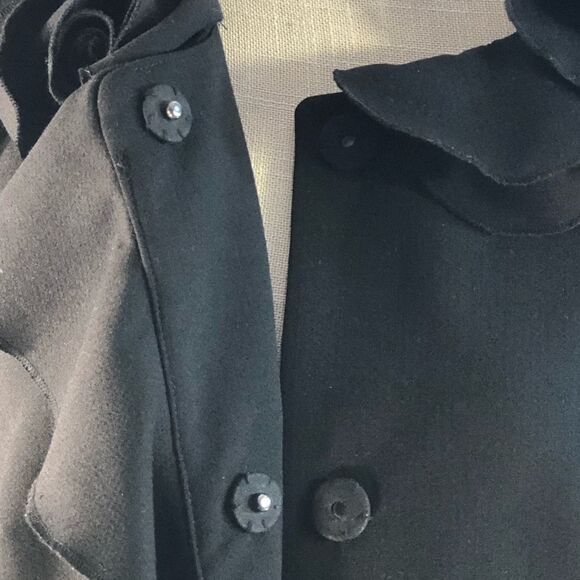 Magaschoni Collection Black  Wool Blend Ruffle Blouson Sleeves Jacket 8 - Picture 9 of 12